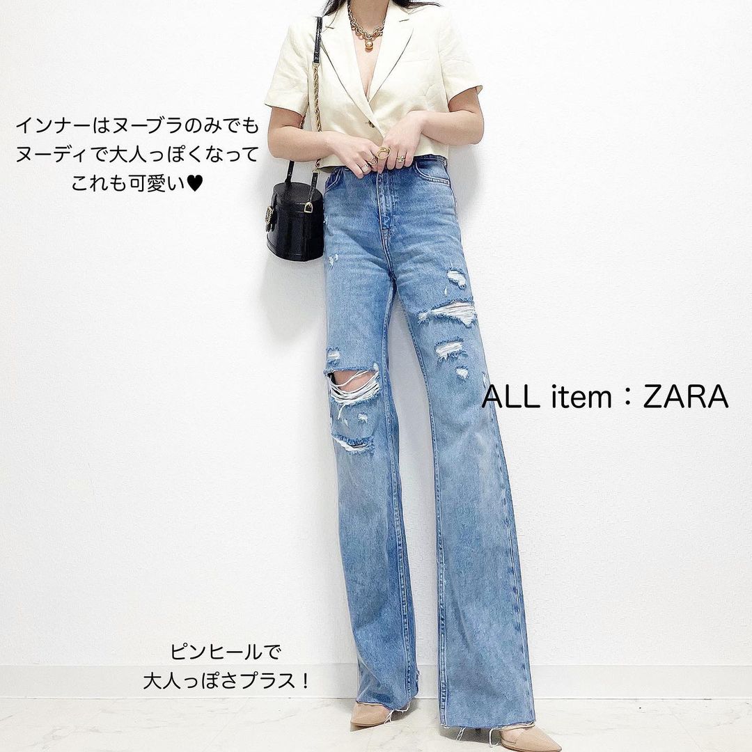 神トップスで脚長効果アップ？！【ZARA】の「ショート丈ジャケット」着