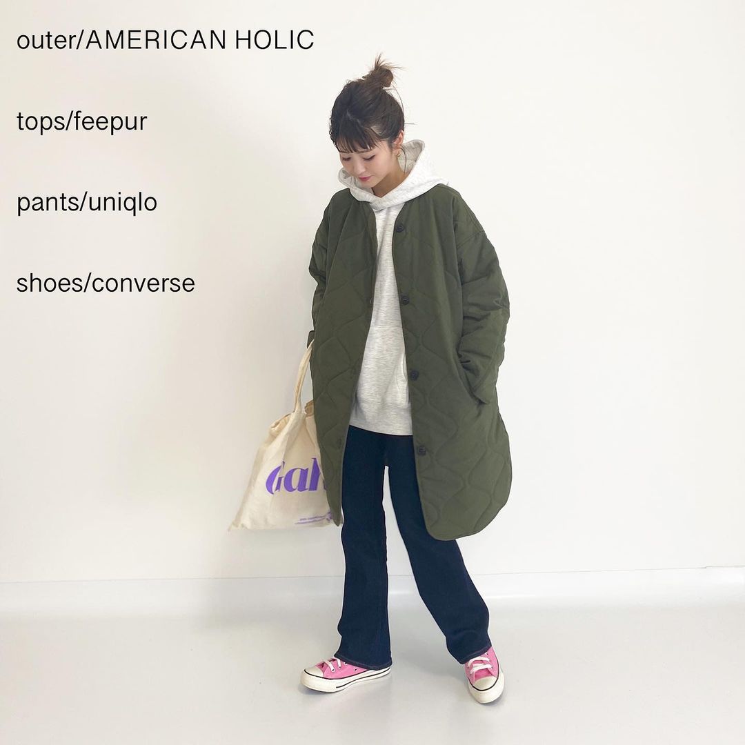 落ち着いた色合いが素敵。【AMERICAN HOLIC】の「キルトライナーコート