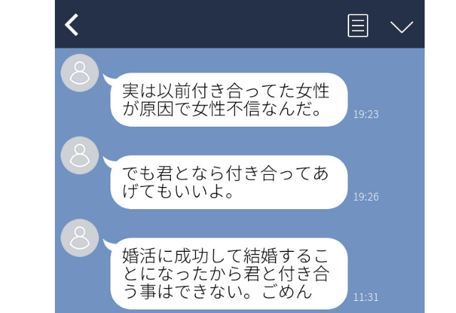 「君となら付き合ってあげてもいいよ。」男性からの”ゾッとしたLINE”3選