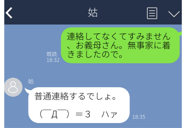 姑「嫁は非常識なの？」夫に嫁の”悪口LINE”を送る姑。到着連絡をしなかっただけで非常識扱いし…＜実録！姑エピソード＞