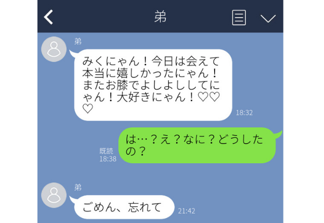 【家族に誤爆！？】「大好きにゃん！」弟から”にゃんにゃん”LINE…家族の違う一面を見てしまった…【家族誤爆LINEエピソード】