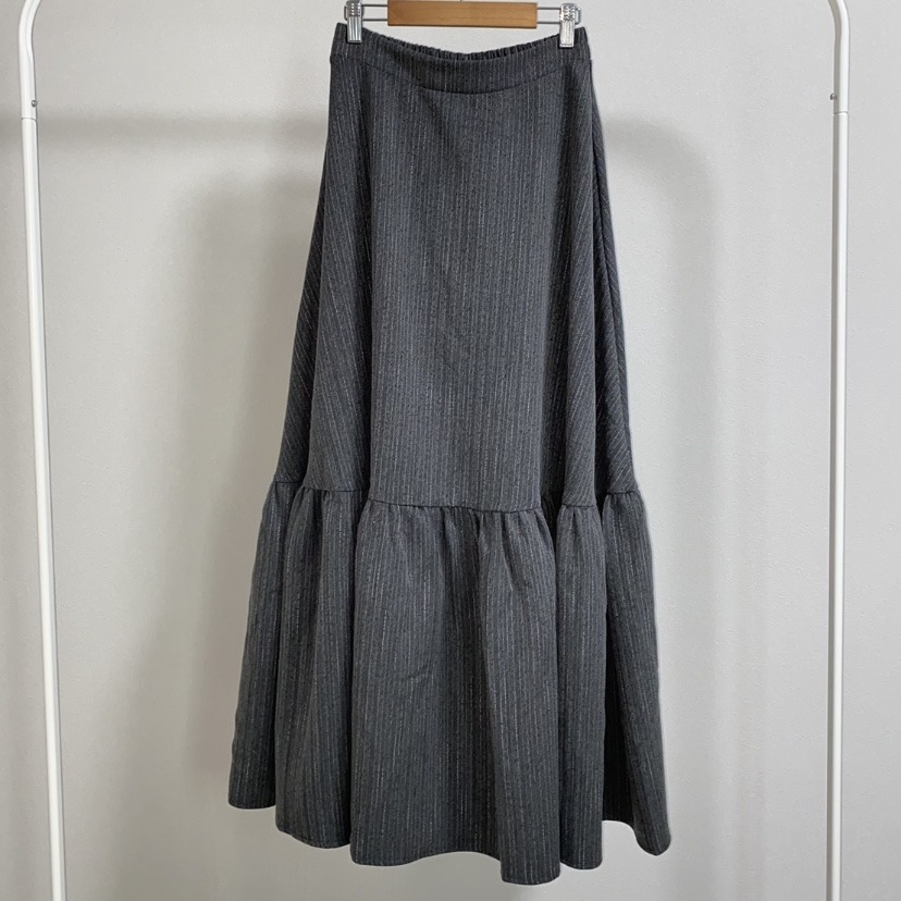 【柳橋唯コラボ】ピンストライプギャザー切り替えスカート