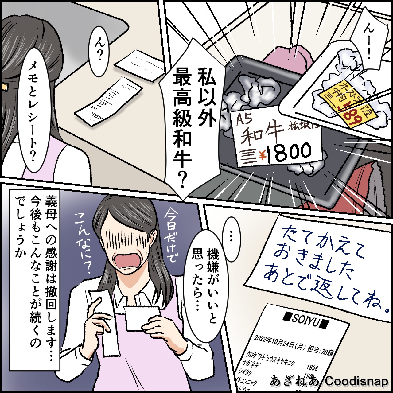 義母「夕飯作ってあげるね」→有難い申し出…かと思いきや！？キッチンに”置かれていたモノ”で嫁から笑顔が消えた。